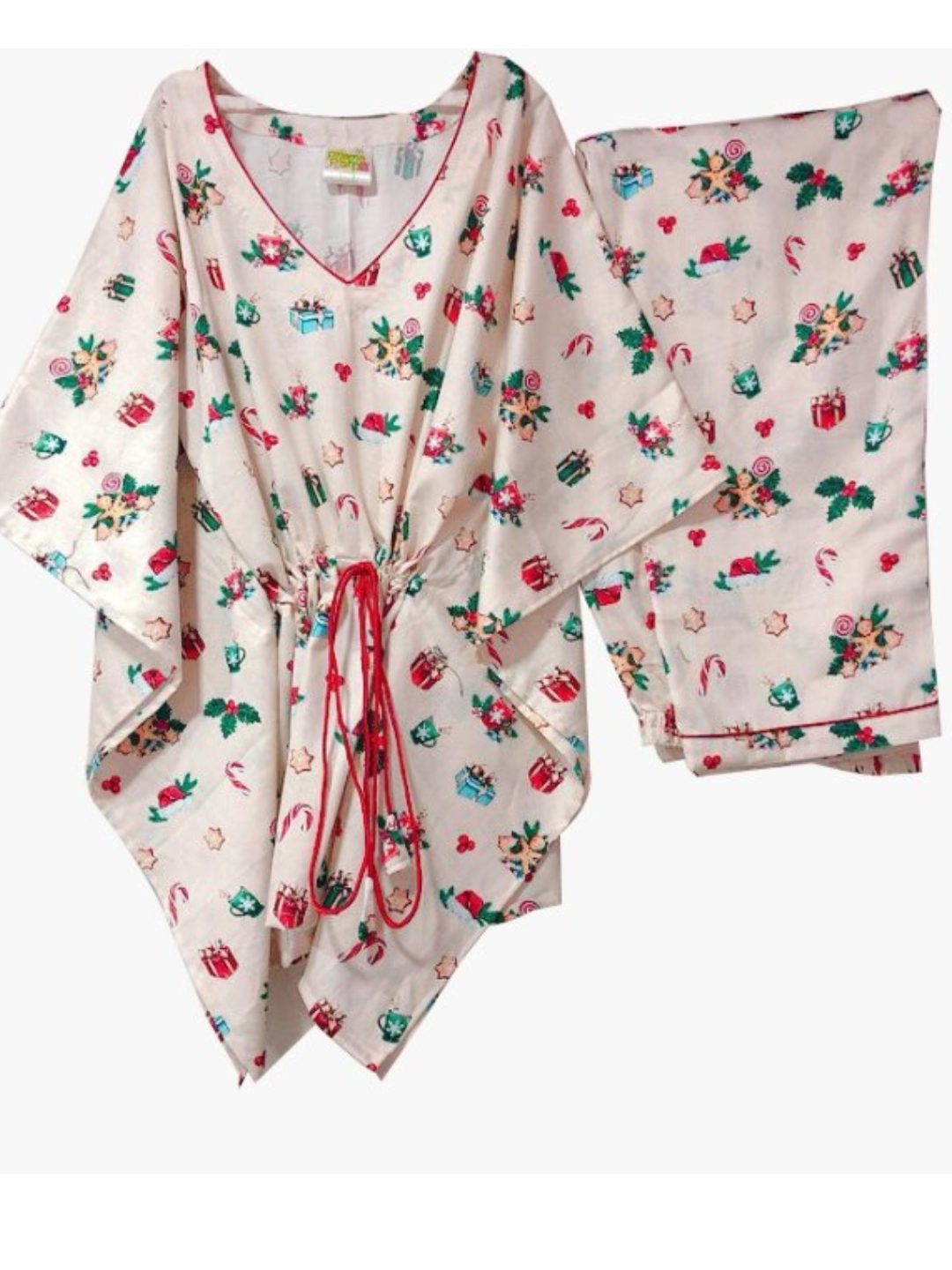 Christmas Cheers Kaftan Pj Set - Pure Cotton Pj Set in Kaftan Style