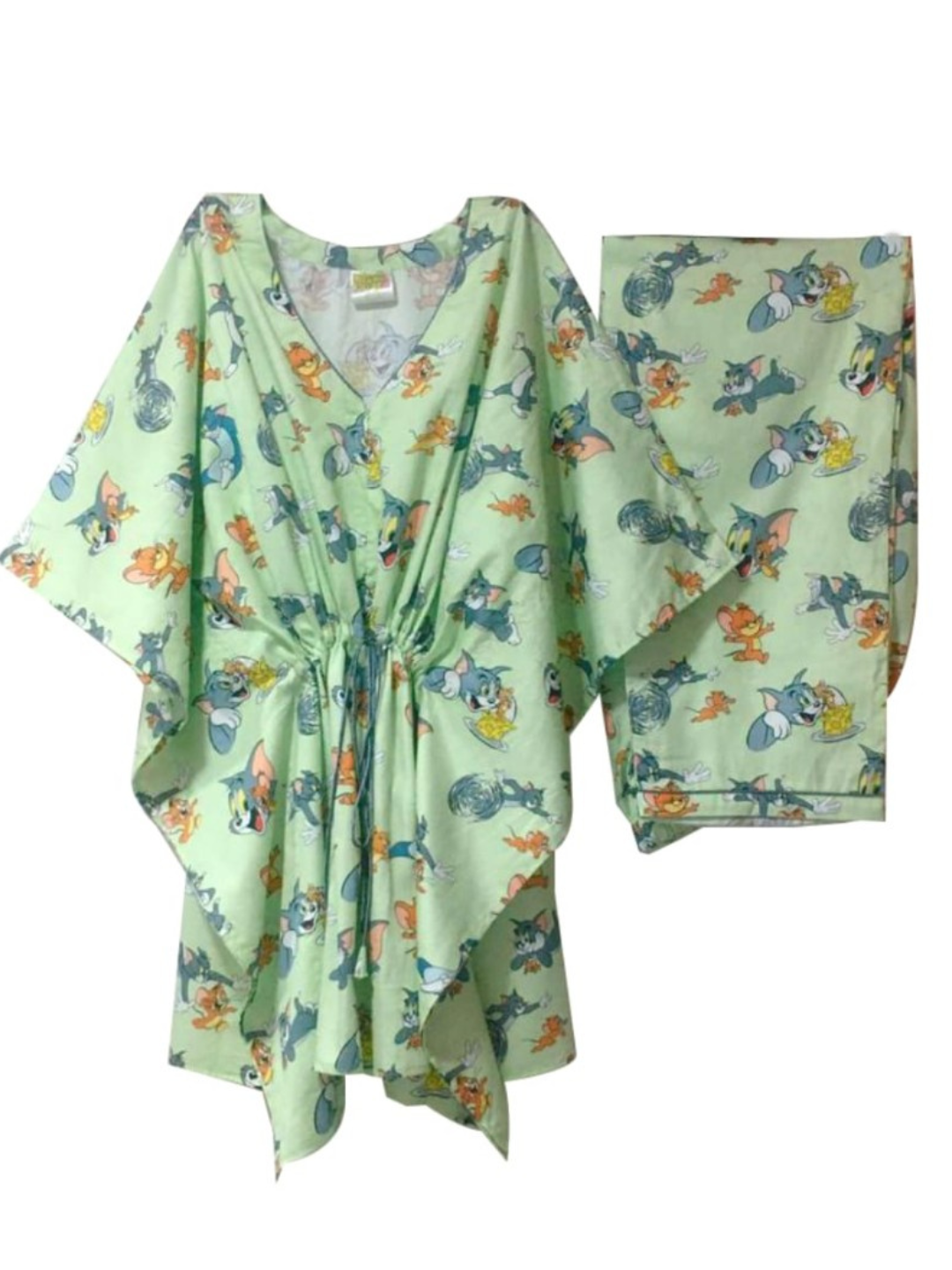 Tom &amp; Jerry Maternity Kaftan Pj Set - Pure Cotton Pj Set in Kaftan Style with Single Invisible Zip for Feeding