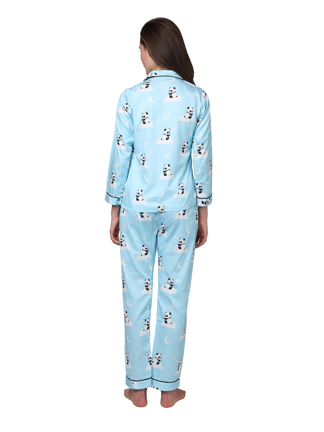 Dreaming Panda Button Down Pj Set - Pure Cotton Pj Set with Notched Collar