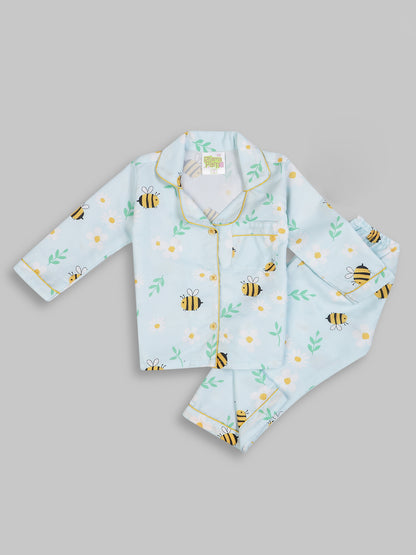 Busy Bee Kids Pj Set - Cotton Rayon Pj Set with Notched Collar