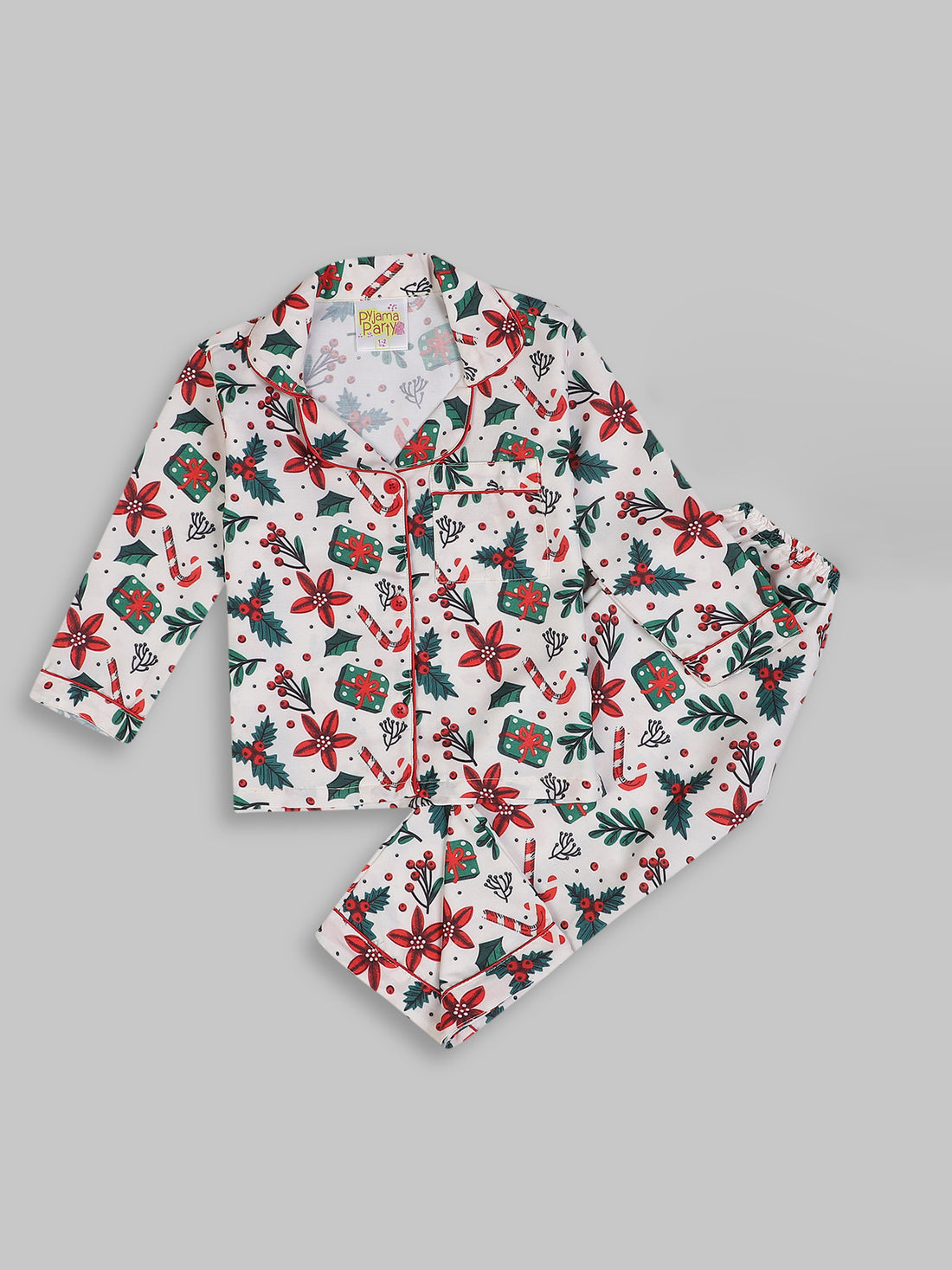 Under the Mistletoe Kids Pj Set - Cotton Rayon Pj Set with Notched Collar