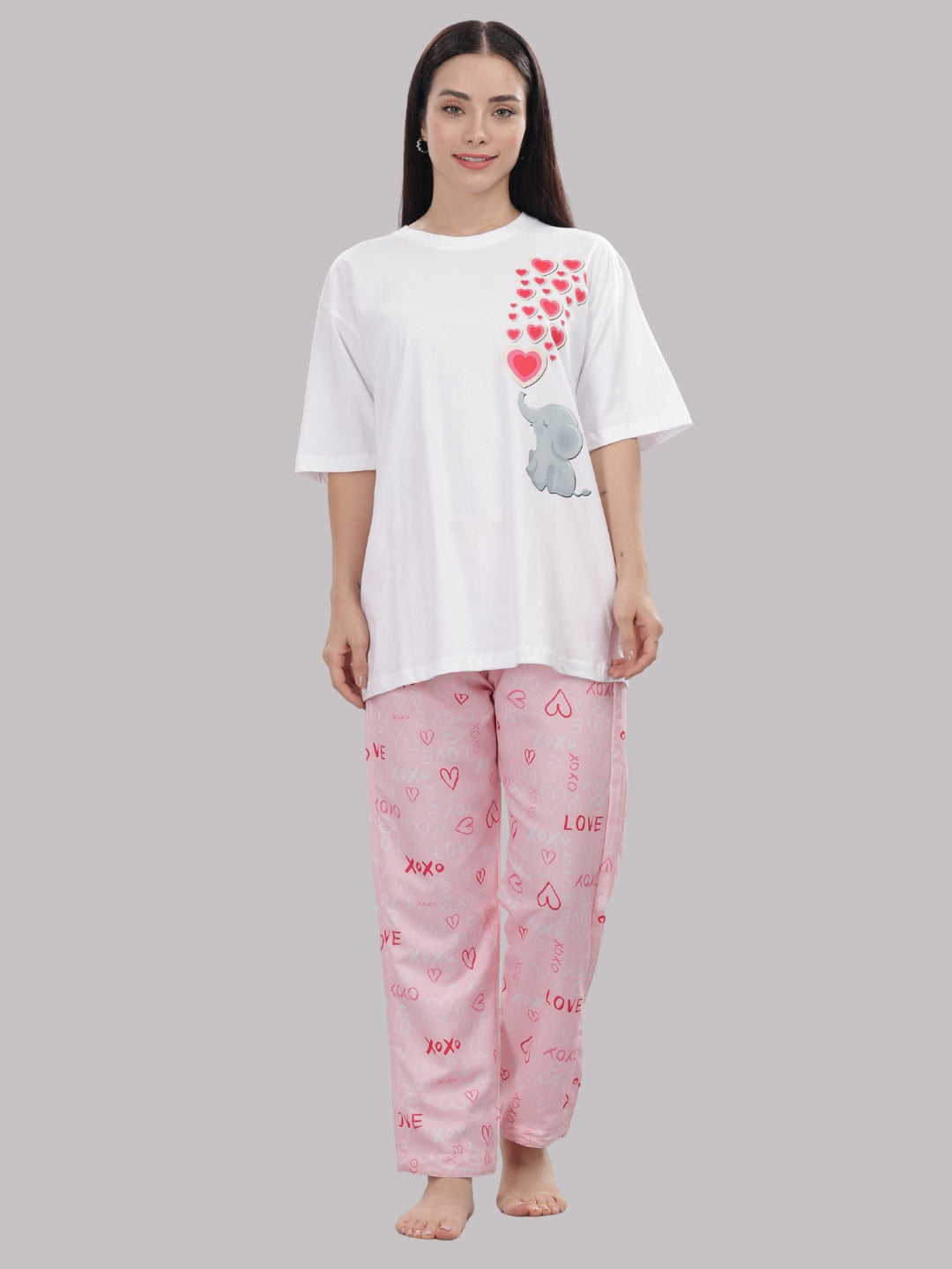 XOXO T-shirt Pj Set - Oversized Tshirt with Pj Combo