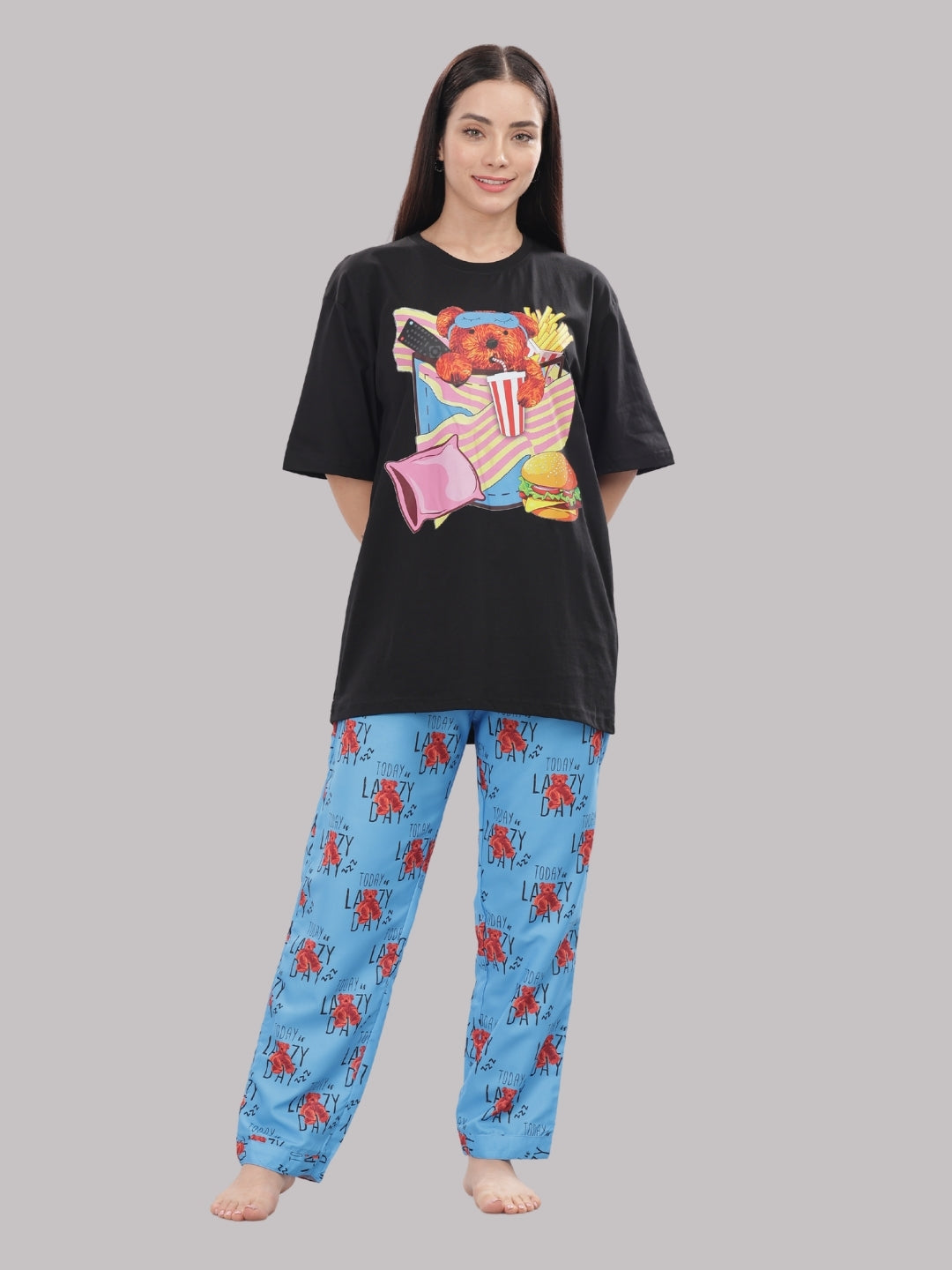 Lazy Day - Oversized Tshirt with Pj Combo