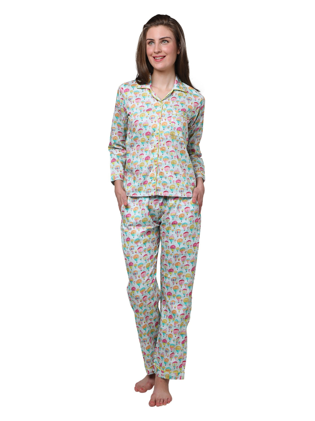 Parachutes Button Down Pj Set - Pure Cotton Pj Set with Notched Collar