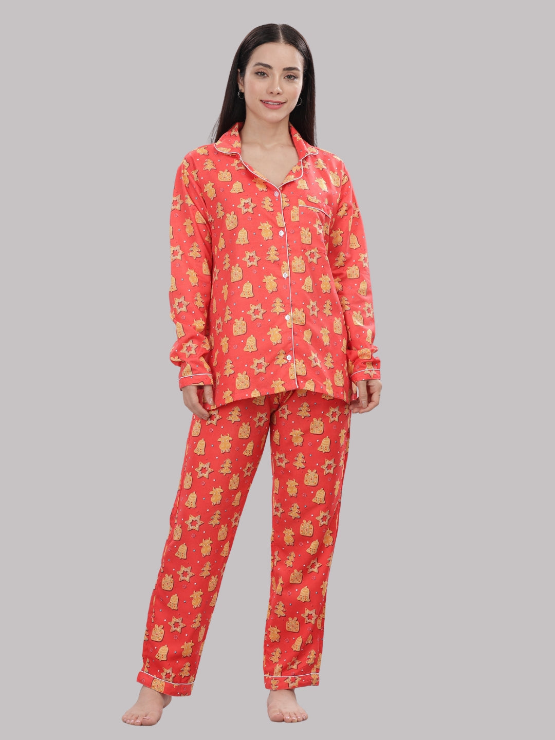 Cookie Wonderland Button Down Pj Set - Cotton Rayon Pj Set with Notched Collar