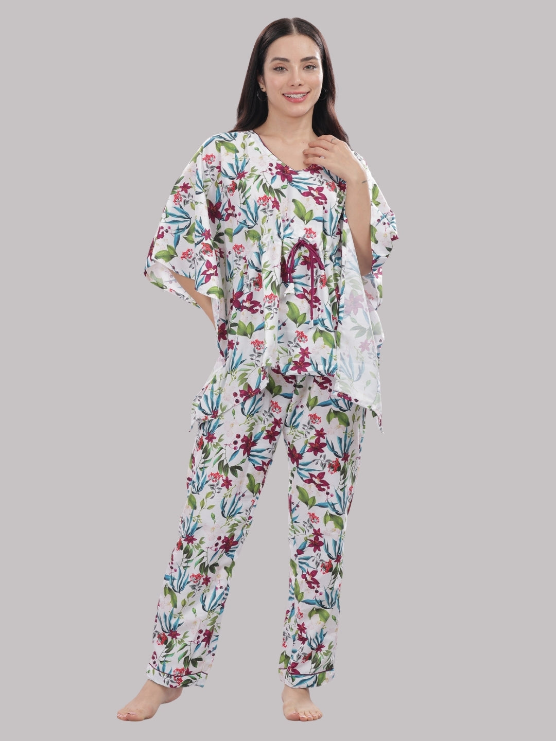 Garden Glow Kaftan Pj Set - Cotton Rayon Pj Set in Kaftan Style