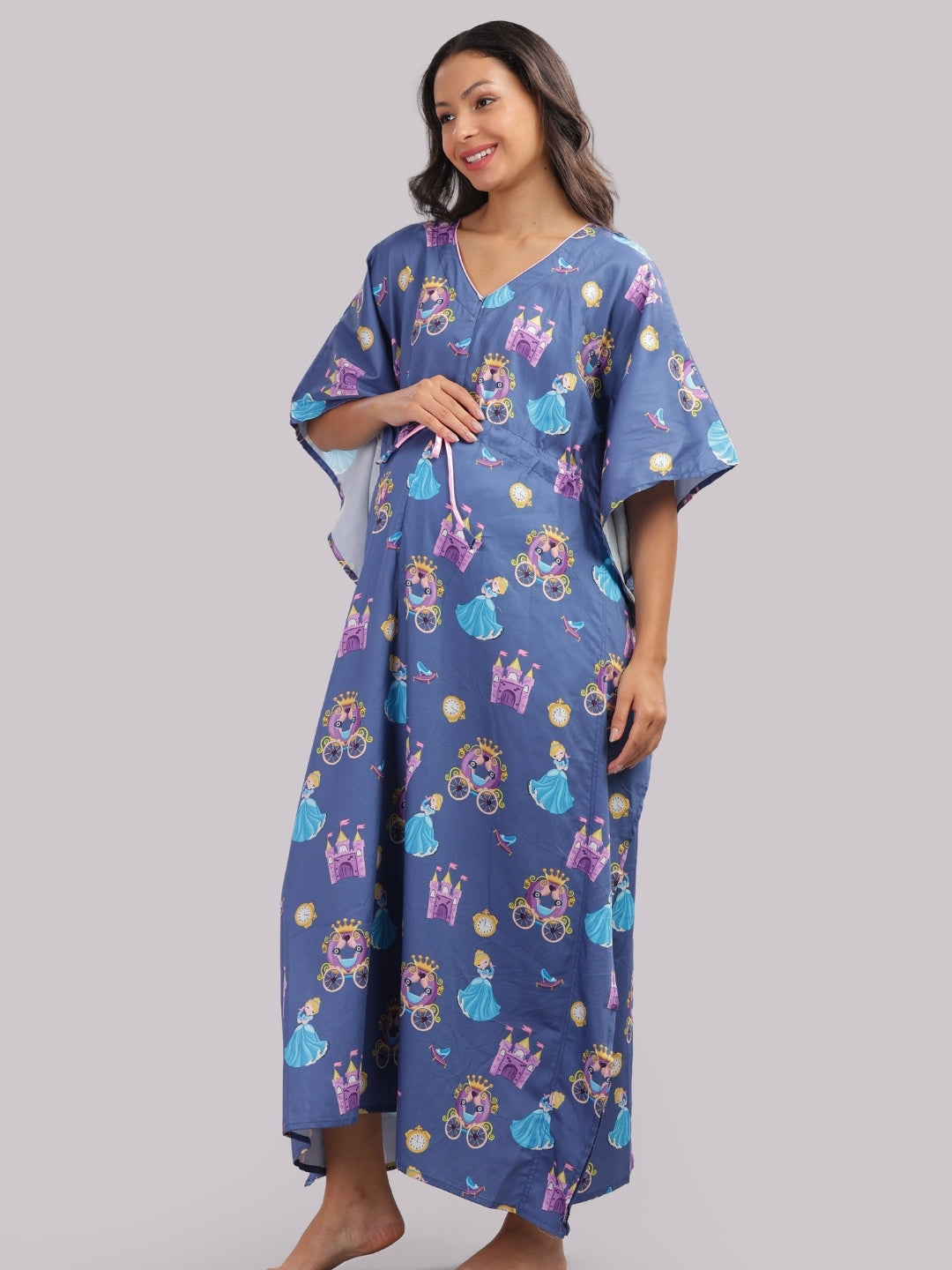 Cinderella Maternity Kaftan Gown - Pure Cotton Kaftan Gown With Single Invisible Zip for Feeding