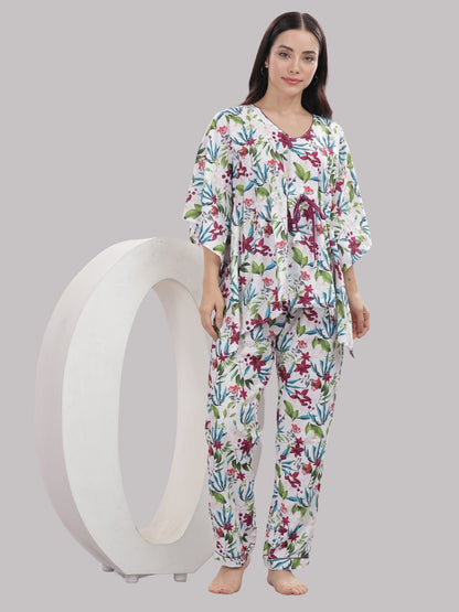Garden Glow Kaftan Pj Set - Cotton Rayon Pj Set in Kaftan Style