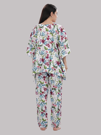 Garden Glow Kaftan Pj Set - Cotton Rayon Pj Set in Kaftan Style