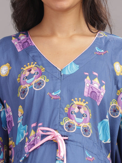 Cinderella Maternity Kaftan Gown - Pure Cotton Kaftan Gown With Single Invisible Zip for Feeding