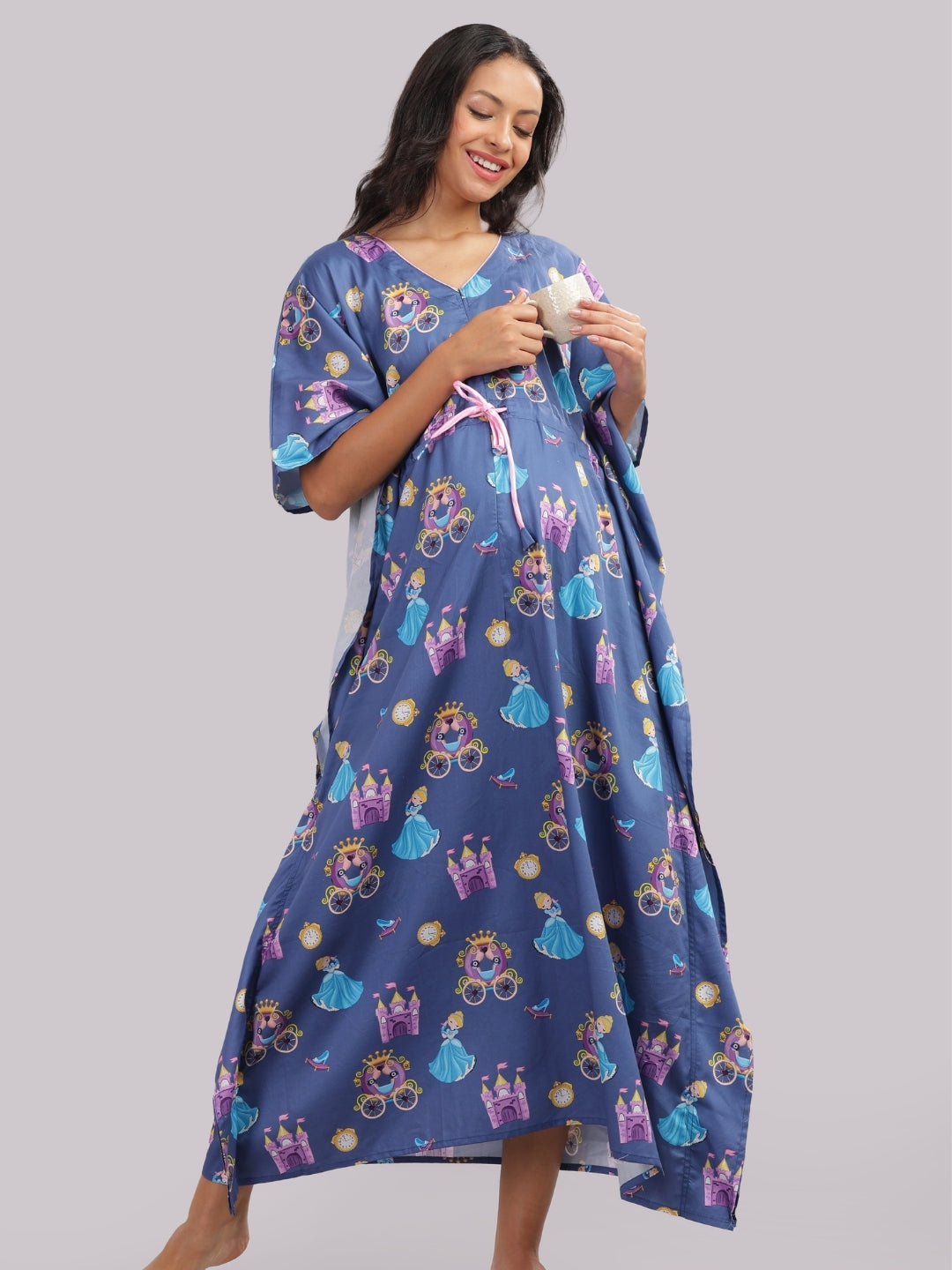 Cinderella Maternity Kaftan Gown - Pure Cotton Kaftan Gown With Single Invisible Zip for Feeding