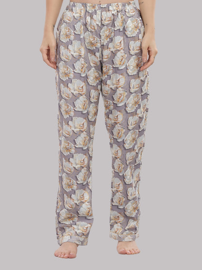 Grey Gardenia Button Down Pj Set - Pure Cotton Pj Set with Notched Collar