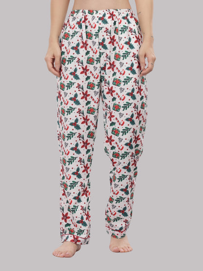 Under The Mistletoe Button Down Pj Set - Cotton Rayon Pj Set with Notched Collar