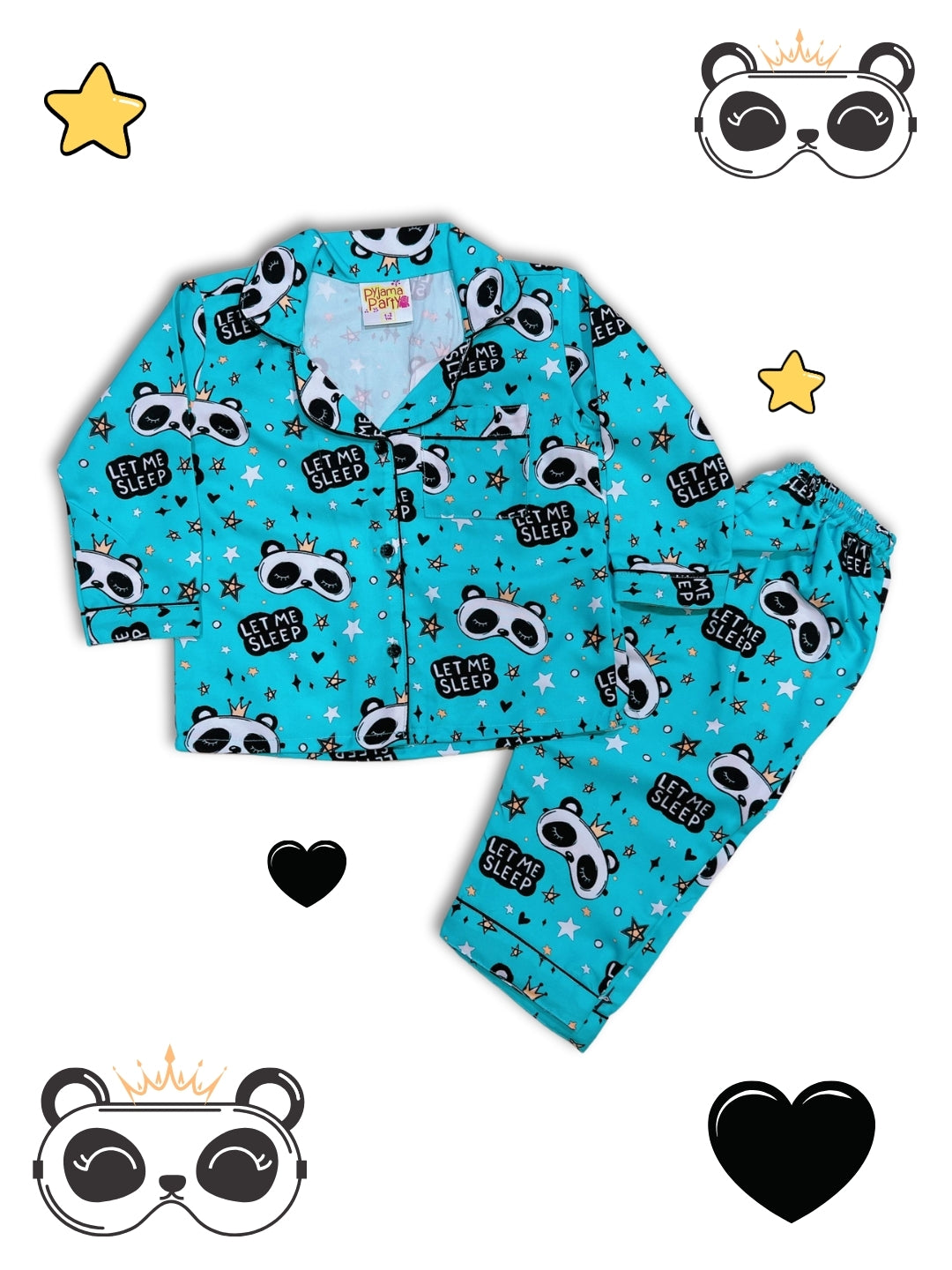 Let me sleep Kids Pj Set - Cotton Rayon Pj Set with Notched Collar
