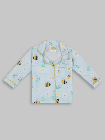 Busy Bee Kids Pj Set - Cotton Rayon Pj Set with Notched Collar