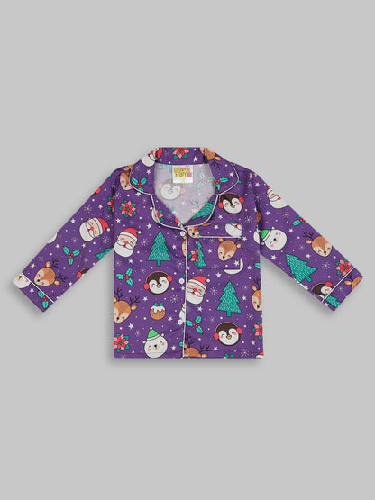 Let it Snow Kids Button Down Pj Set - Pure Cotton Pj Set with Notched Collar