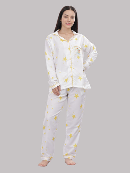 Sleepy Bear Button Down Pj Set - Cotton Rayon Pj Set with Notched Collar
