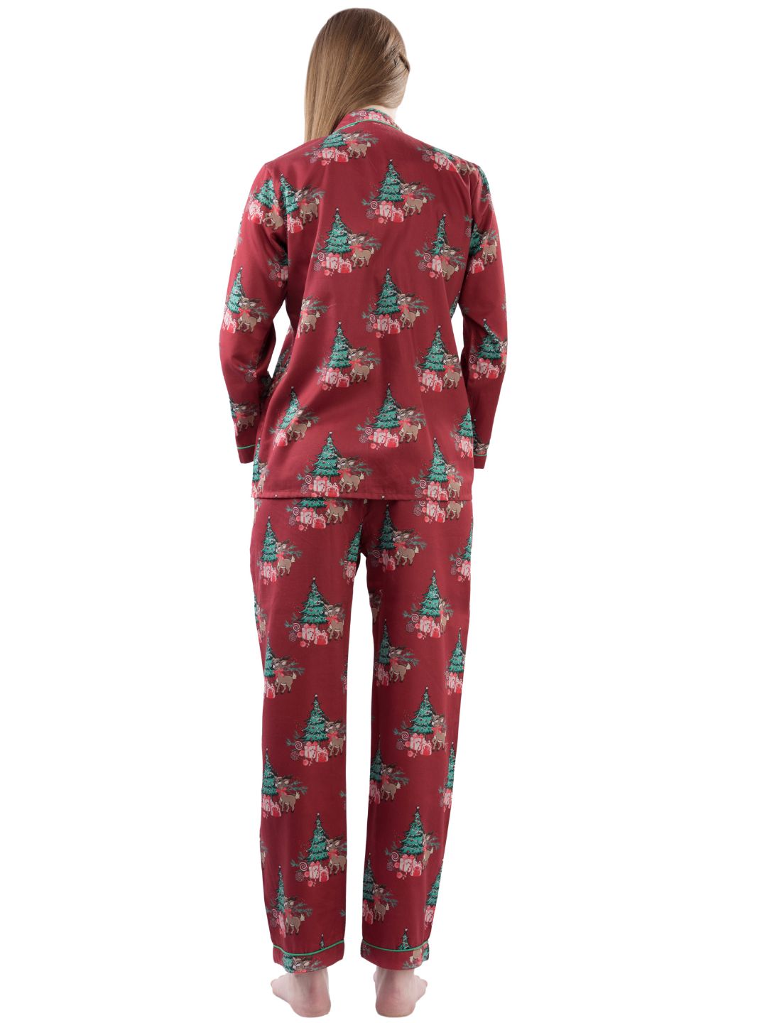 Holly Jolly Button Down Pj Set - Pure Cotton Pj Set with Notched Collar