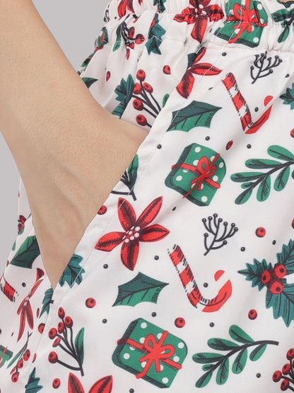 Under The Mistletoe Button Down Pj Set - Cotton Rayon Pj Set with Notched Collar