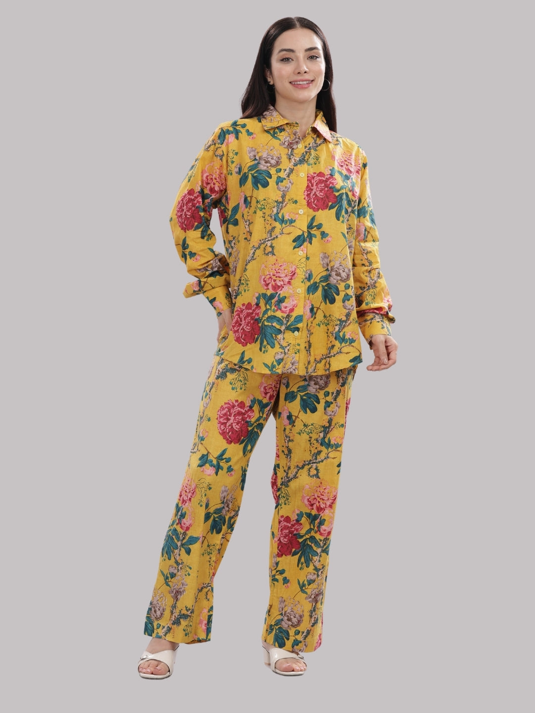 Sunlit Blooms Co-ord Set- 3 Piece Co-ord Set in Pure Cotton