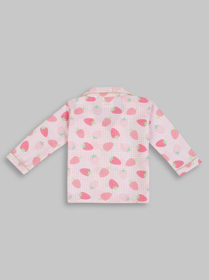 Strawberry Sweetheart Kids Pj Set - Cotton Rayon Pj Set with Notched Collar