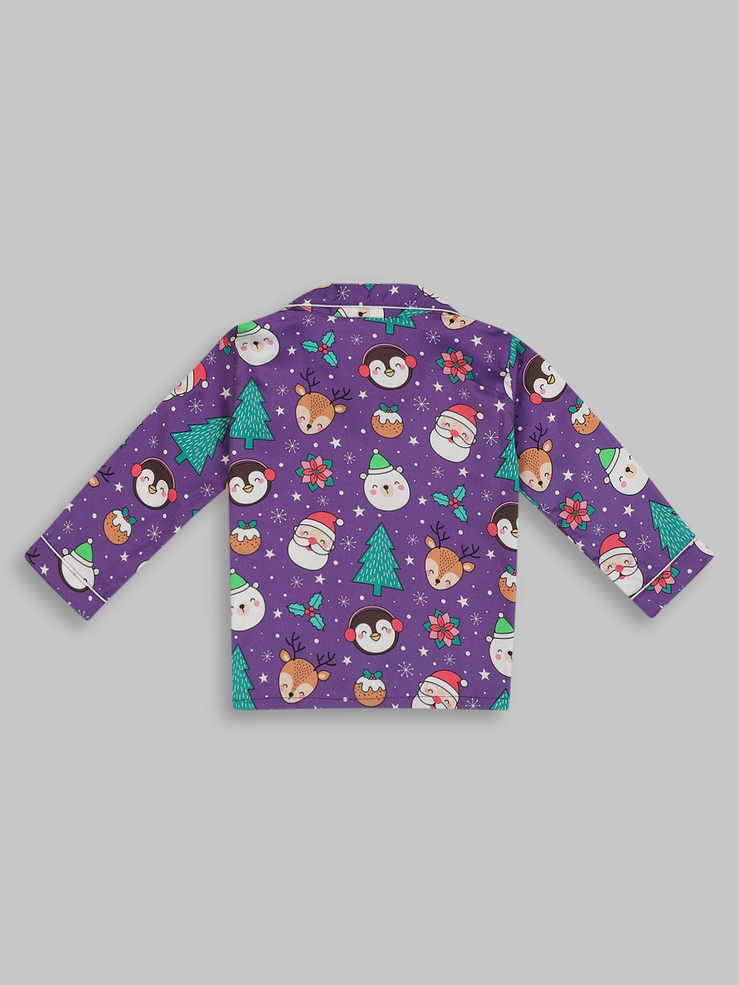 Let it Snow Kids Button Down Pj Set - Pure Cotton Pj Set with Notched Collar