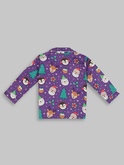 Let it Snow Kids Button Down Pj Set - Pure Cotton Pj Set with Notched Collar