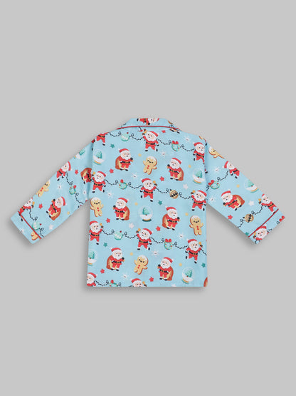 Secret Santa Kids Pj Set - Cotton Rayon Pj Set with Notched Collar