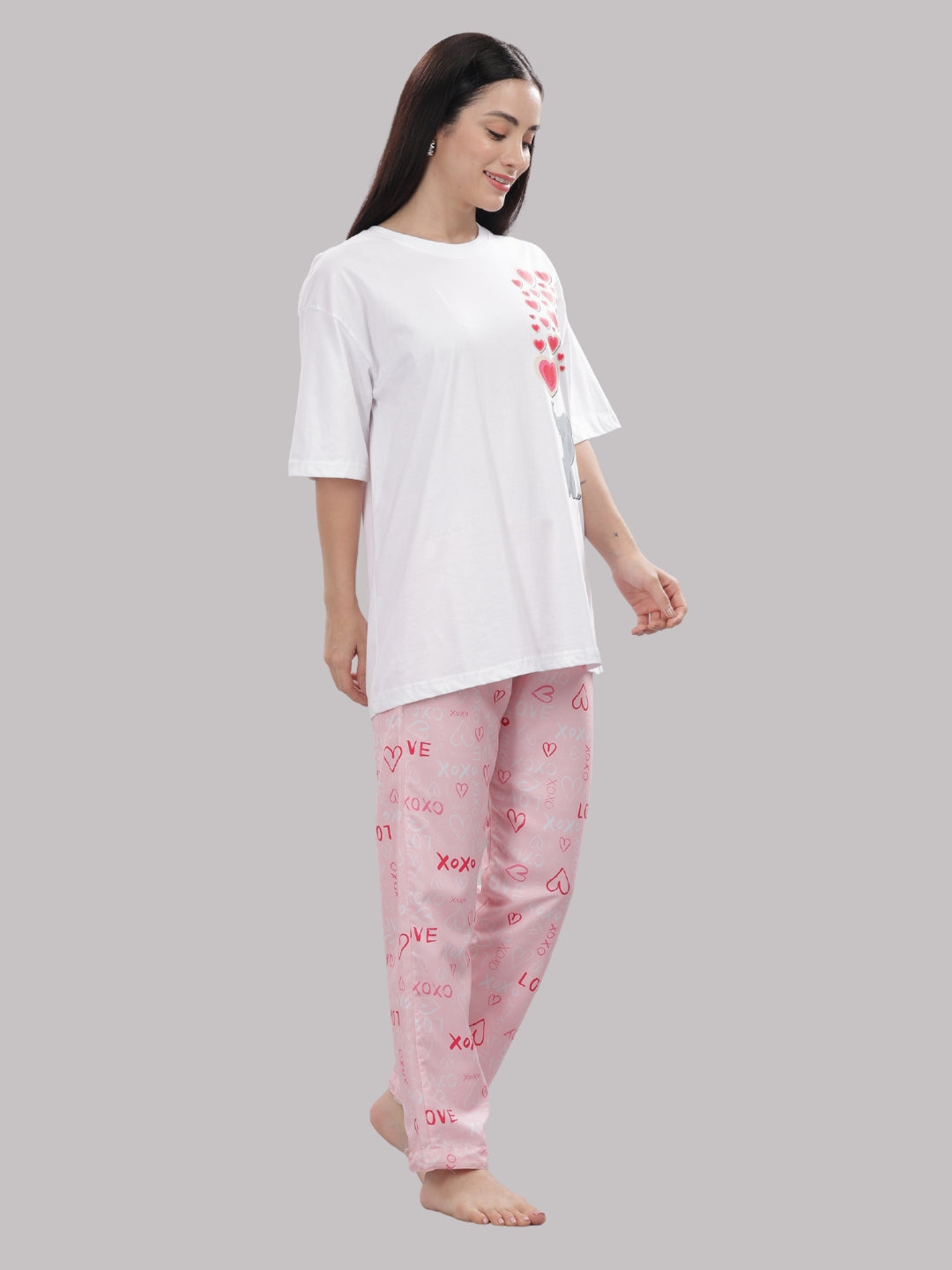 XOXO T-shirt Pj Set - Oversized Tshirt with Pj Combo