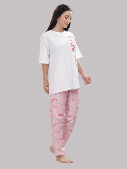 XOXO T-shirt Pj Set - Oversized Tshirt with Pj Combo