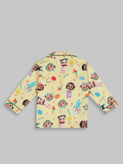 Cocomelon kids Button Down Pj Set - Pure Cotton Pj Set with Notched Collar