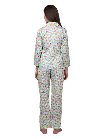 Parachutes Button Down Pj Set - Pure Cotton Pj Set with Notched Collar