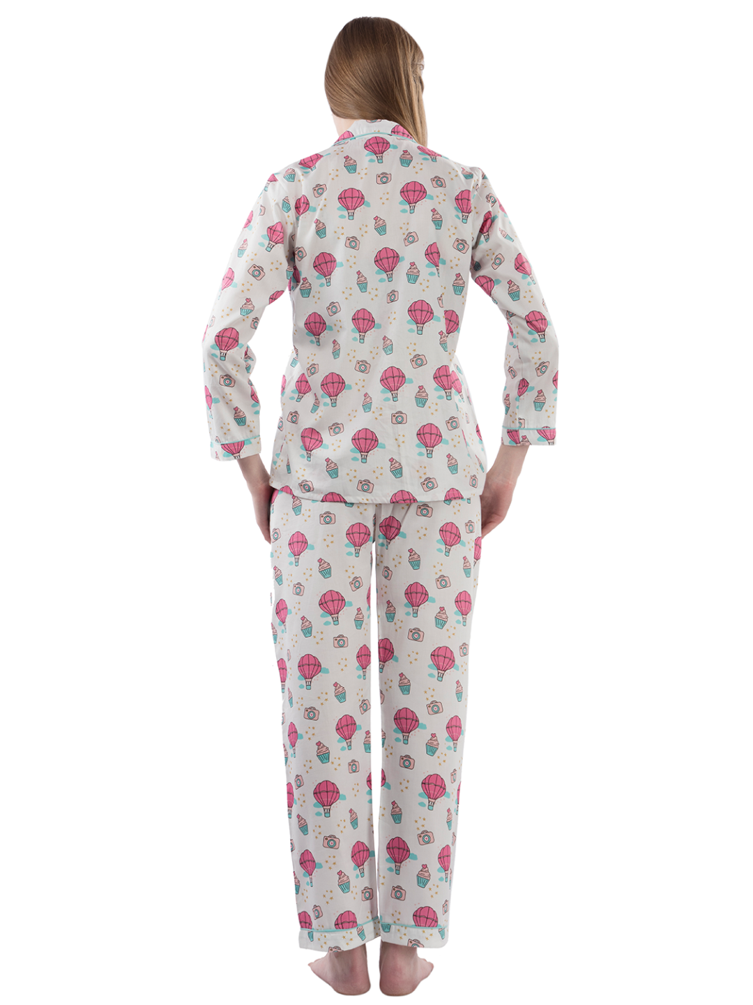 Parachutes &amp; Camera Button Down Pj Set - Pure Cotton Pj Set with Notched Collar