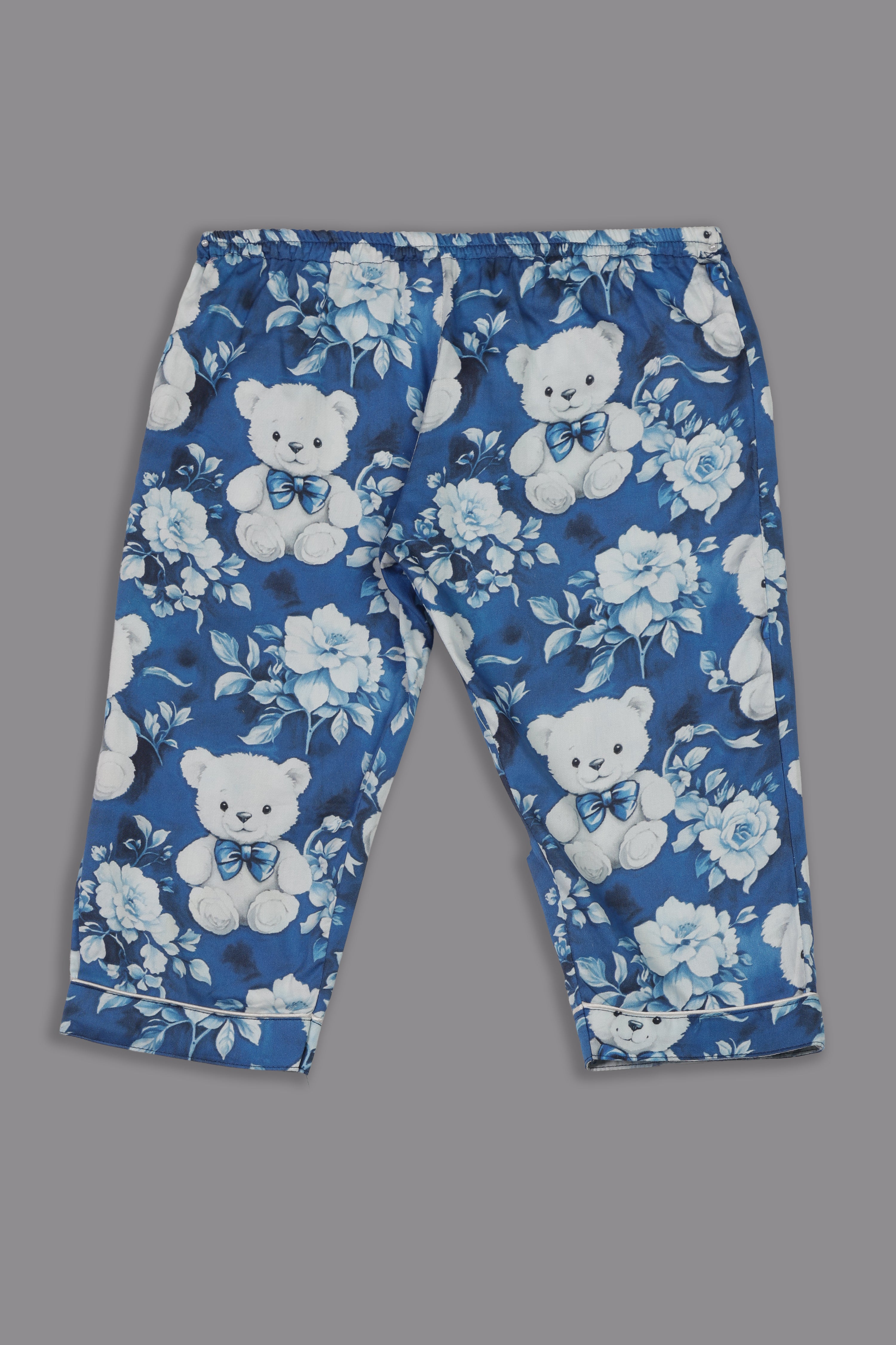 Beary Cute Kids Button Down Pj Set - Pure Cotton Pj Set with Notched Collar