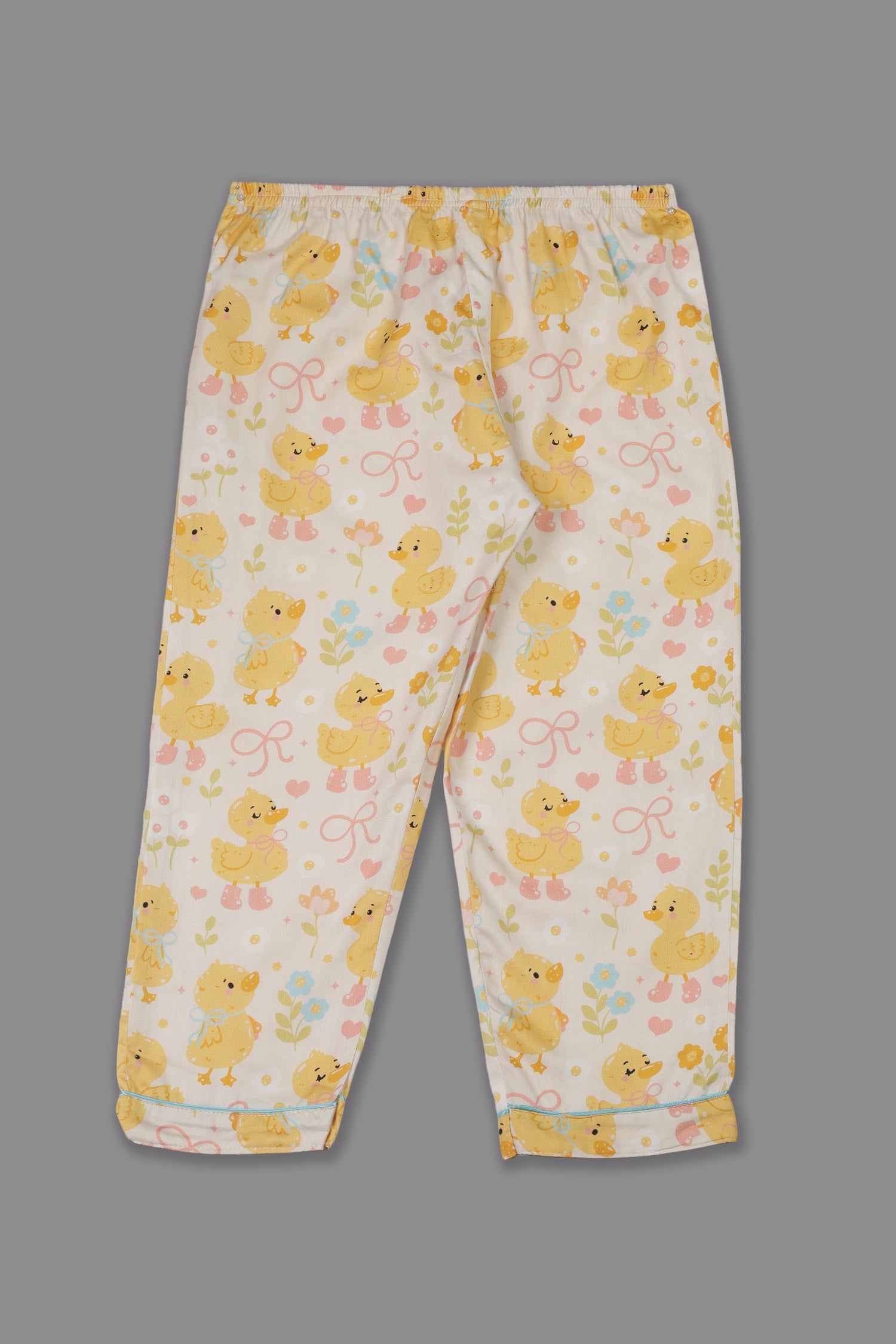 Sunny Duckling Kids Button Down Pj Set - Pure Cotton Pj Set with Notched Collar