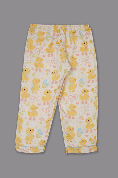 Sunny Duckling Kids Button Down Pj Set - Pure Cotton Pj Set with Notched Collar