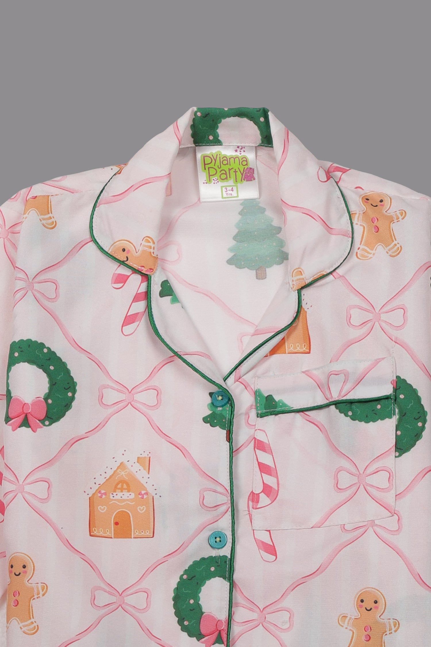 Jolly Ribbons Kids Pj Set - Cotton Rayon Pj Set with Notched Collar
