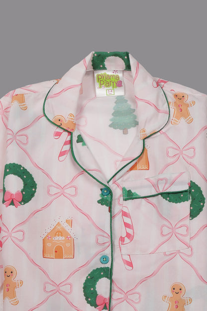 Jolly Ribbons Kids Pj Set - Cotton Rayon Pj Set with Notched Collar
