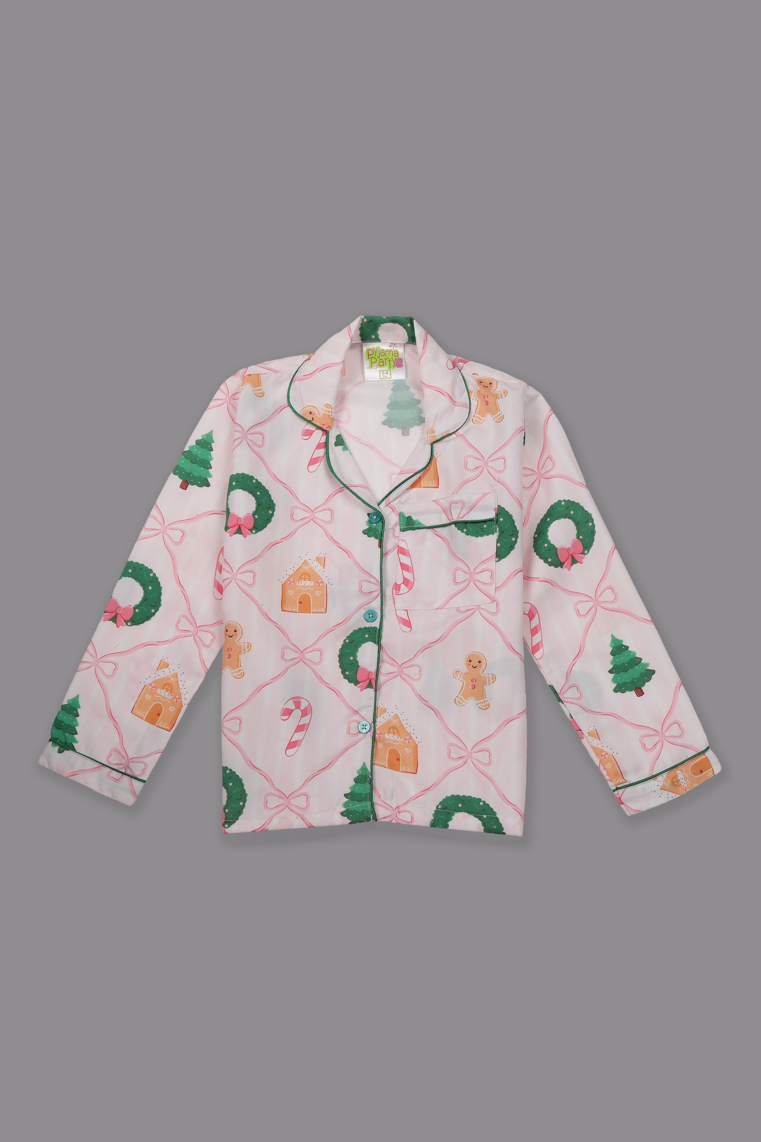 Jolly Ribbons Kids Pj Set - Cotton Rayon Pj Set with Notched Collar