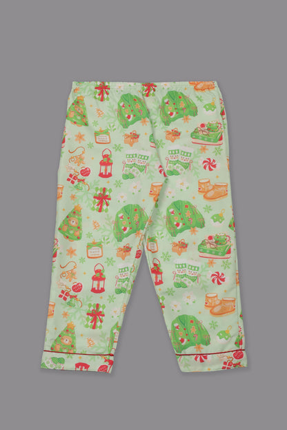 Cozy Christmas Kids Pj Set - Cotton Rayon Pj Set with Notched Collar