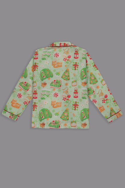 Cozy Christmas Kids Pj Set - Cotton Rayon Pj Set with Notched Collar