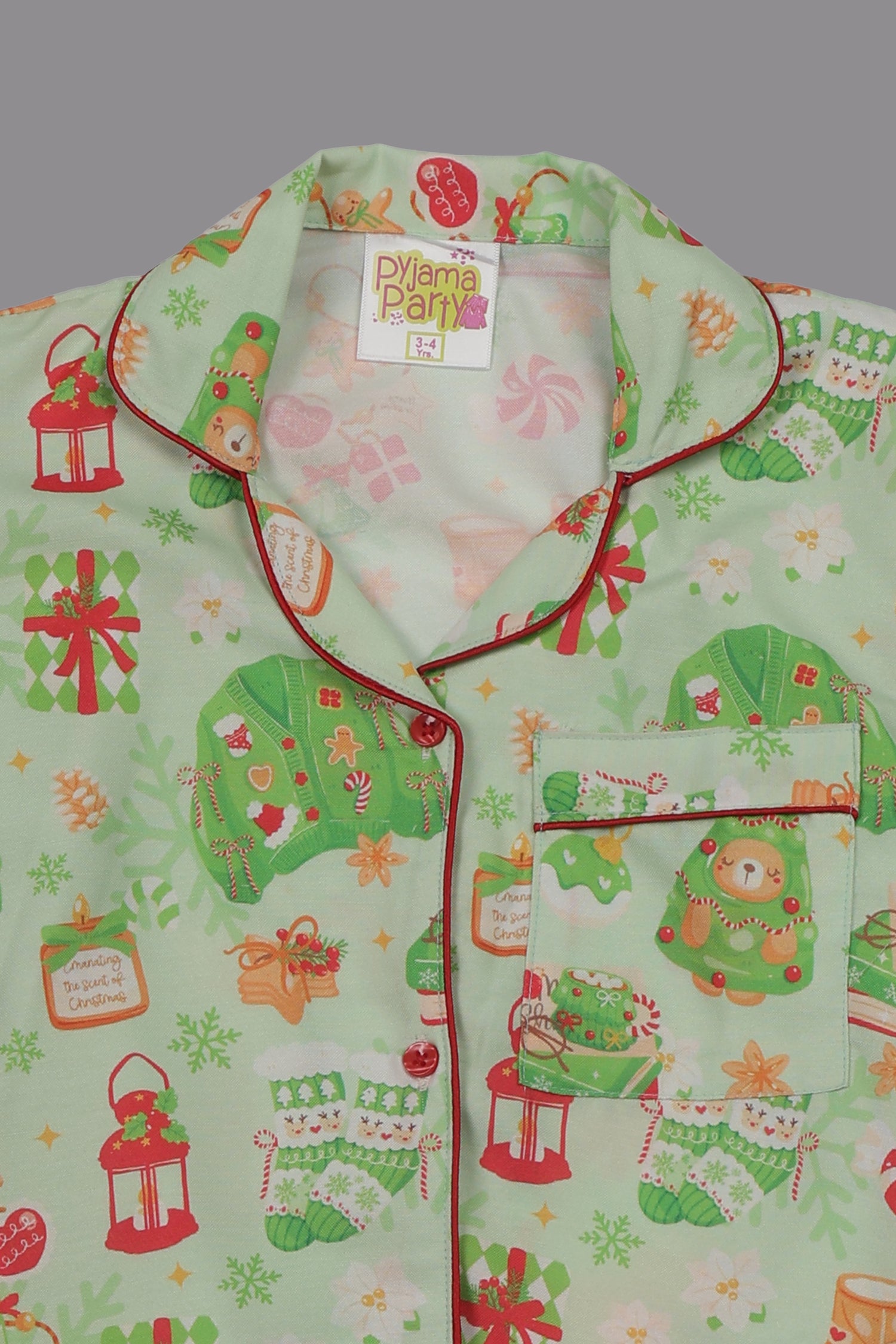 Cozy Christmas Kids Pj Set - Cotton Rayon Pj Set with Notched Collar