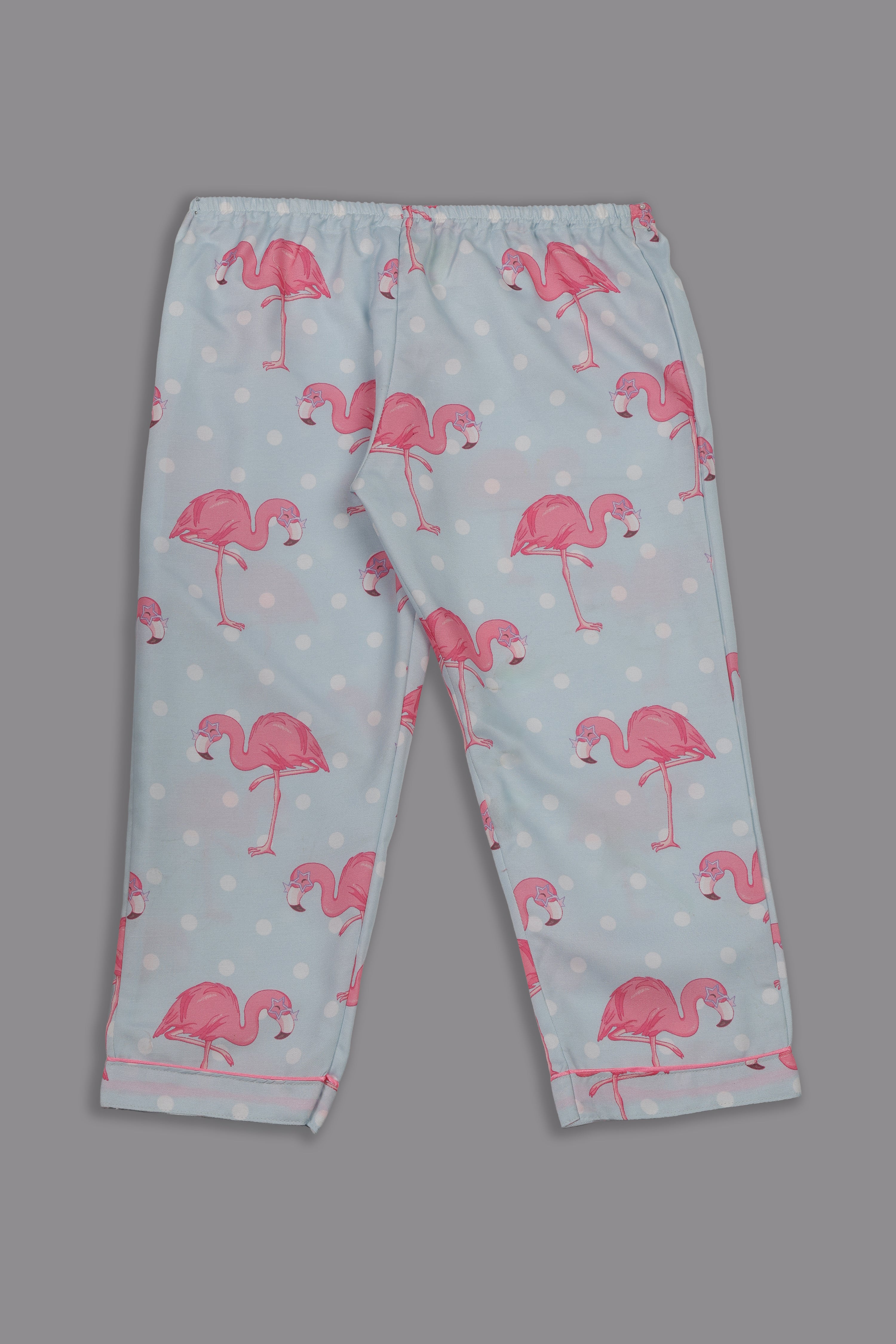 Flamingo &amp; Dots Kids Pj Set - Cotton Rayon Pj Set with Notched Collar