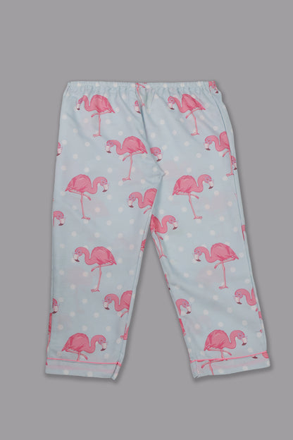 Flamingo &amp; Dots Kids Pj Set - Cotton Rayon Pj Set with Notched Collar