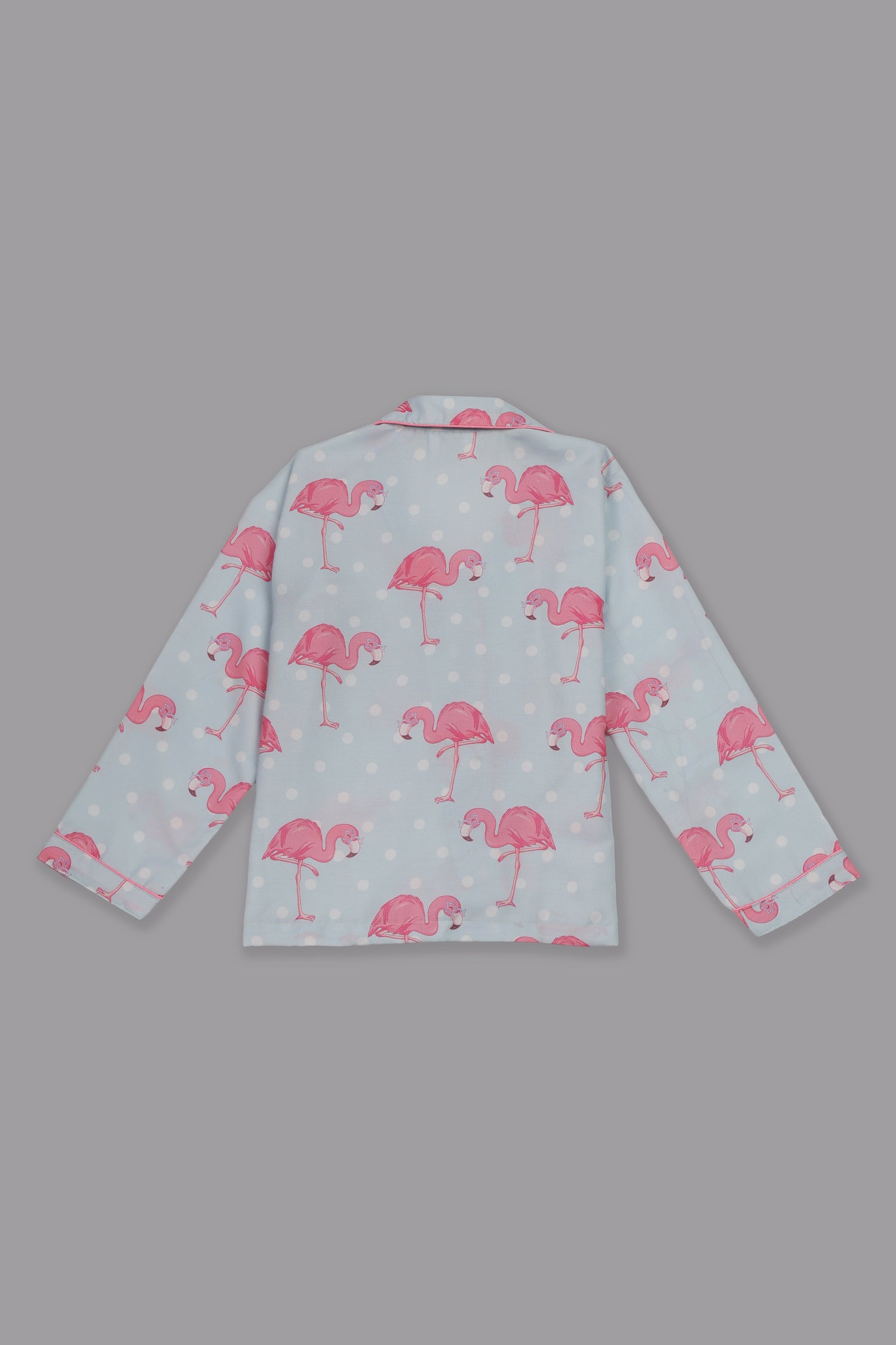 Flamingo &amp; Dots Kids Pj Set - Cotton Rayon Pj Set with Notched Collar