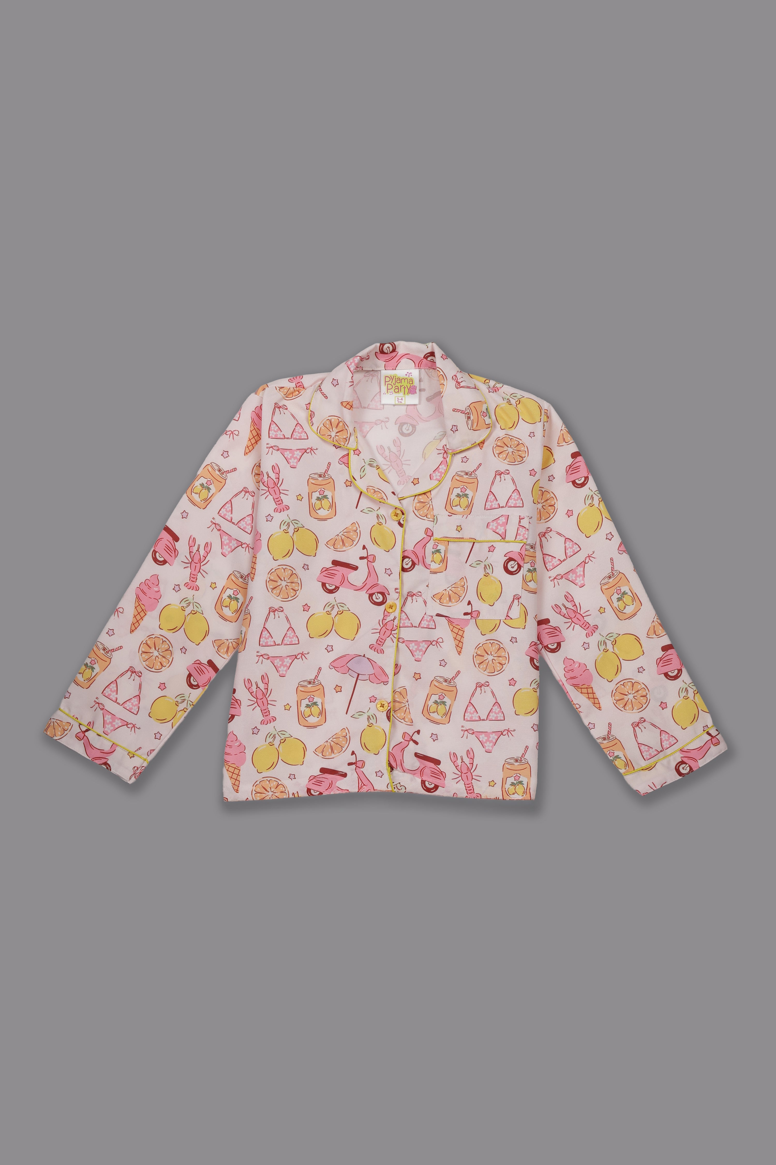 Tropical Joy Kids Pj Set - Cotton Rayon Pj Set with Notched Collar