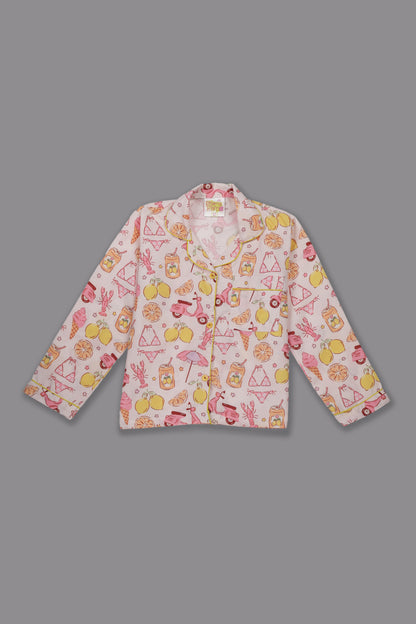 Tropical Joy Kids Pj Set - Cotton Rayon Pj Set with Notched Collar