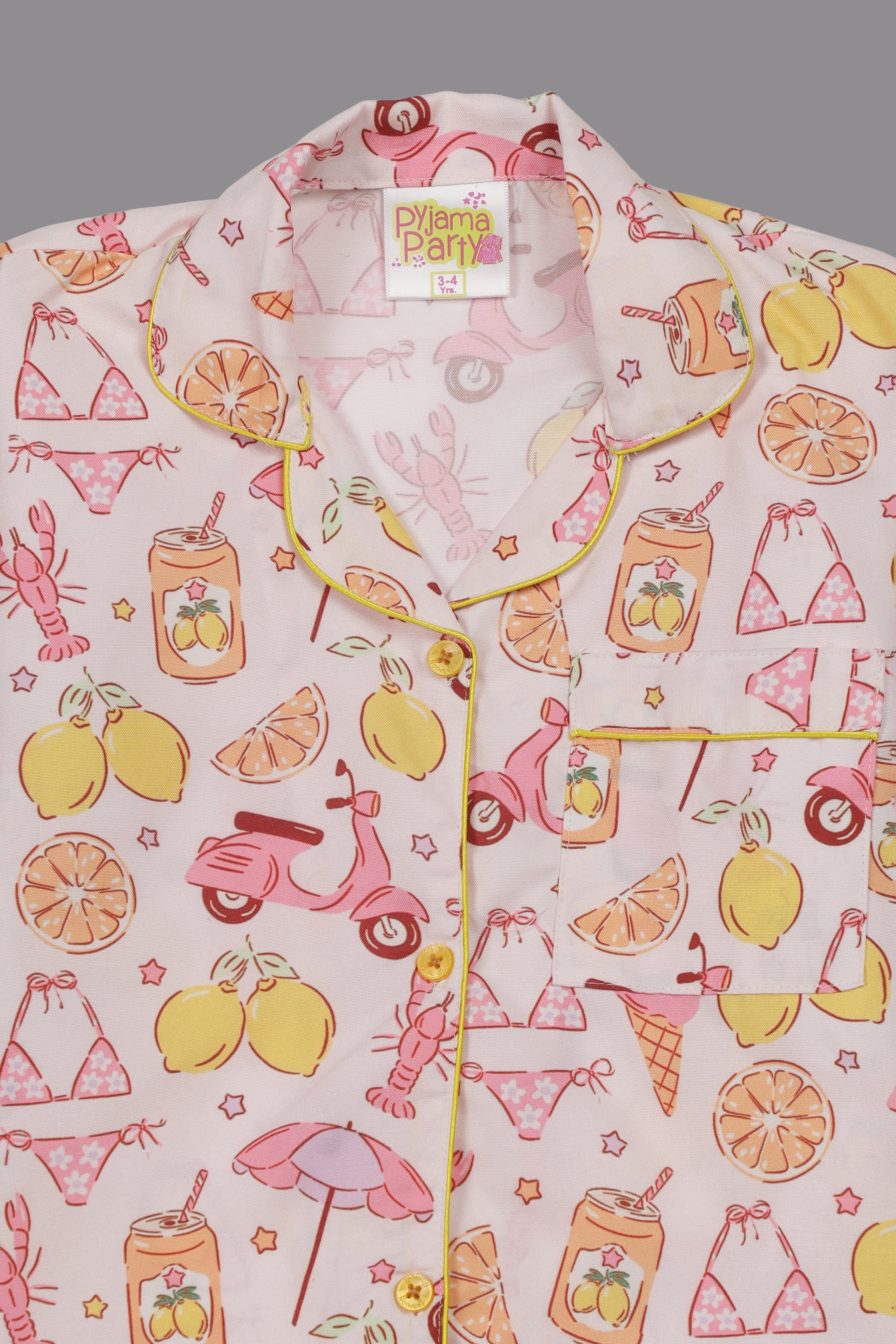 Tropical Joy Kids Pj Set - Cotton Rayon Pj Set with Notched Collar