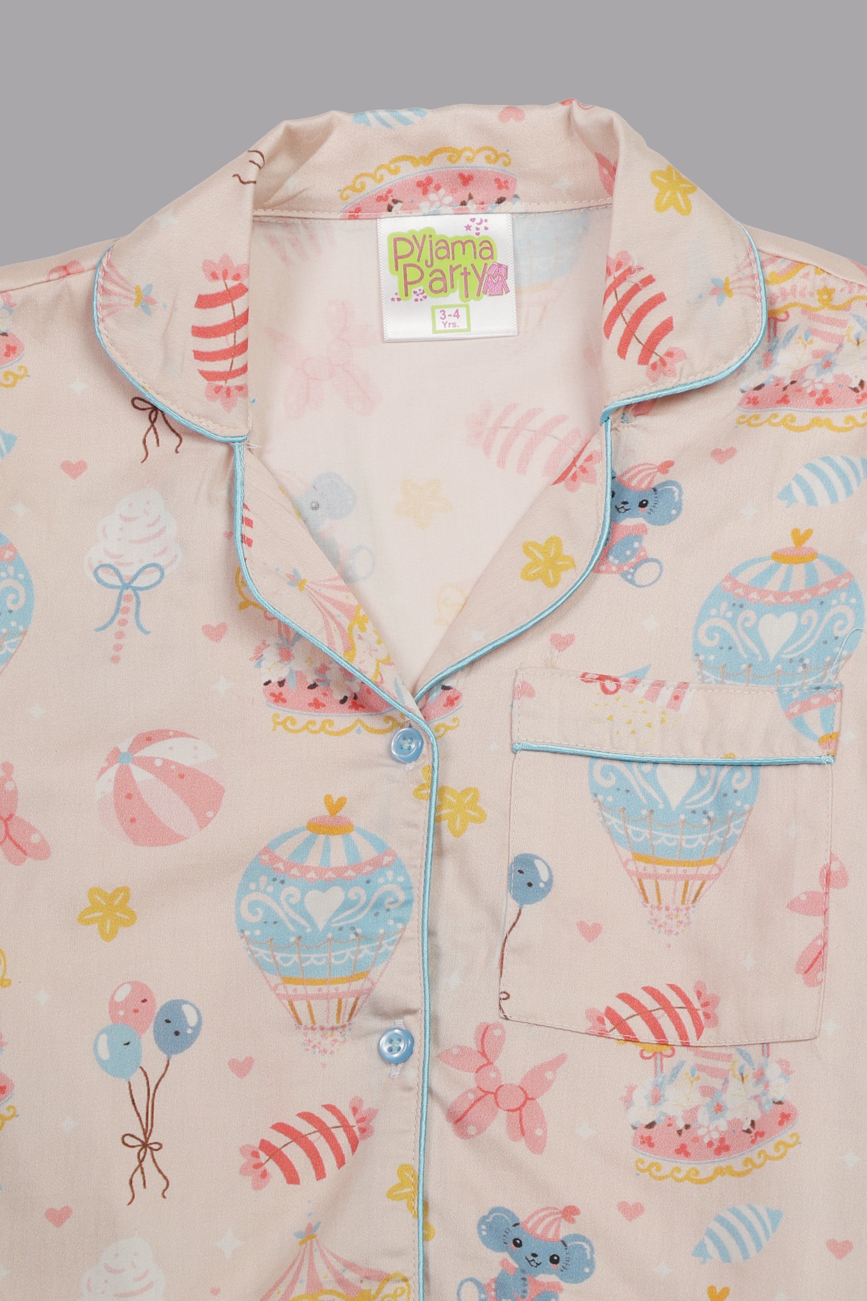 Funfair Kids Button Down Pj Set - Pure Cotton Pj Set with Notched Collar