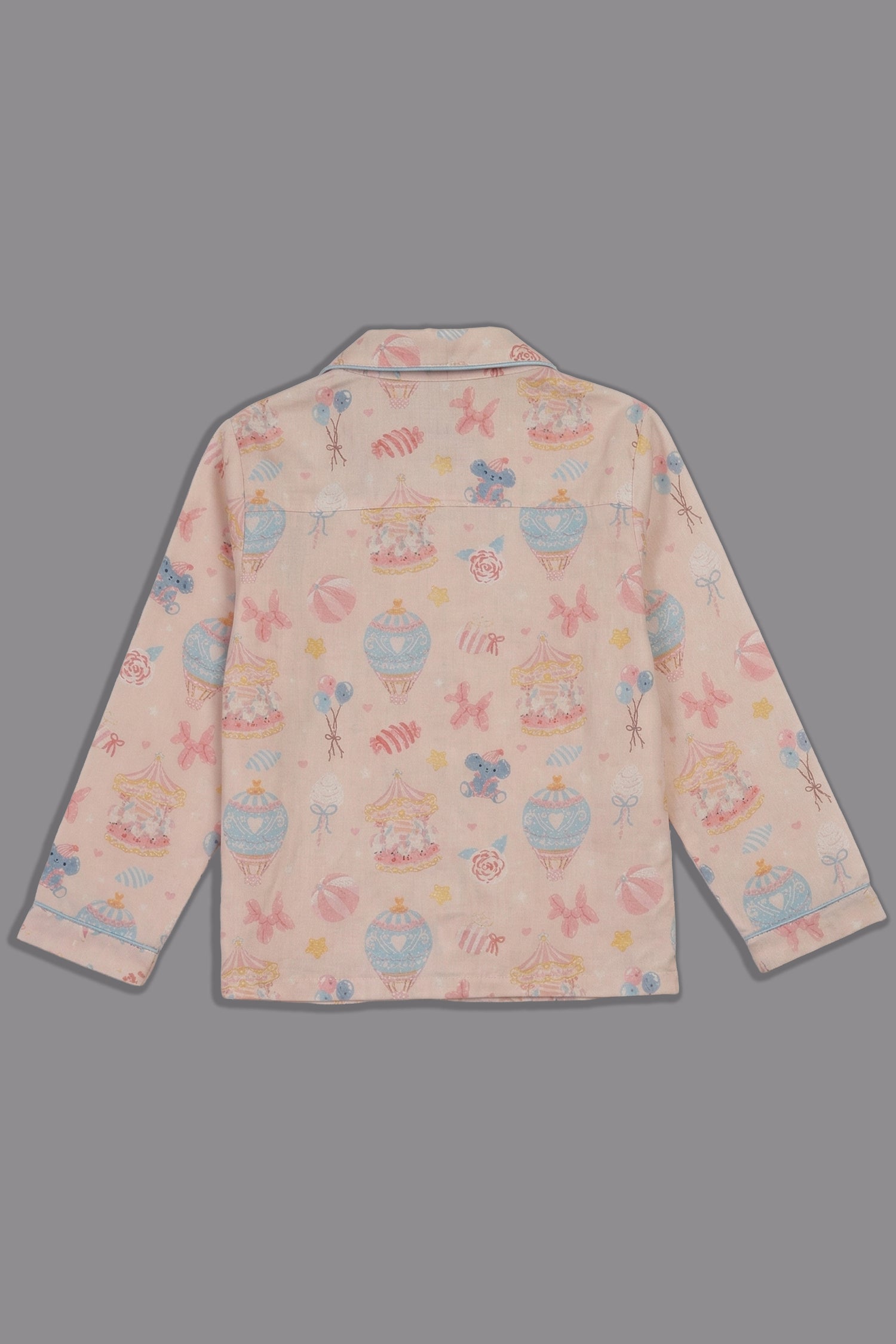 Funfair Kids Button Down Pj Set - Pure Cotton Pj Set with Notched Collar